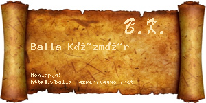 Balla Kázmér névjegykártya